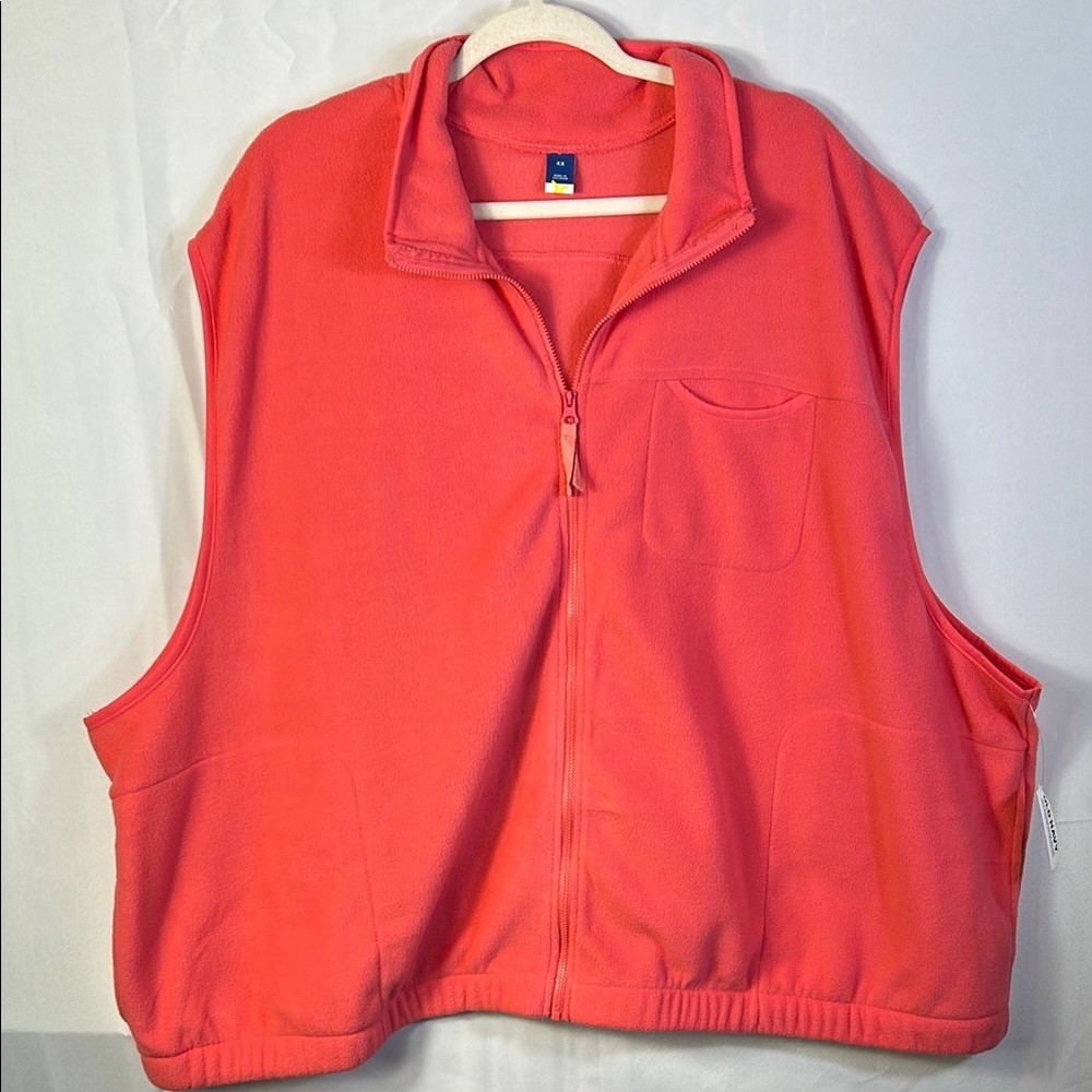 Old Navy Coral Zip-Up Vest Size 4X Sleeveless Three front pockets